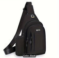 Men's Casual Oxford Sling Chest Bag with Water Bottle Holder