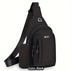 Men's Casual Oxford Sling Chest Bag with Water Bottle Holder