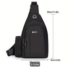 Men's Casual Oxford Sling Chest Bag with Water Bottle Holder