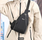 Men's Casual Oxford Sling Chest Bag with Water Bottle Holder