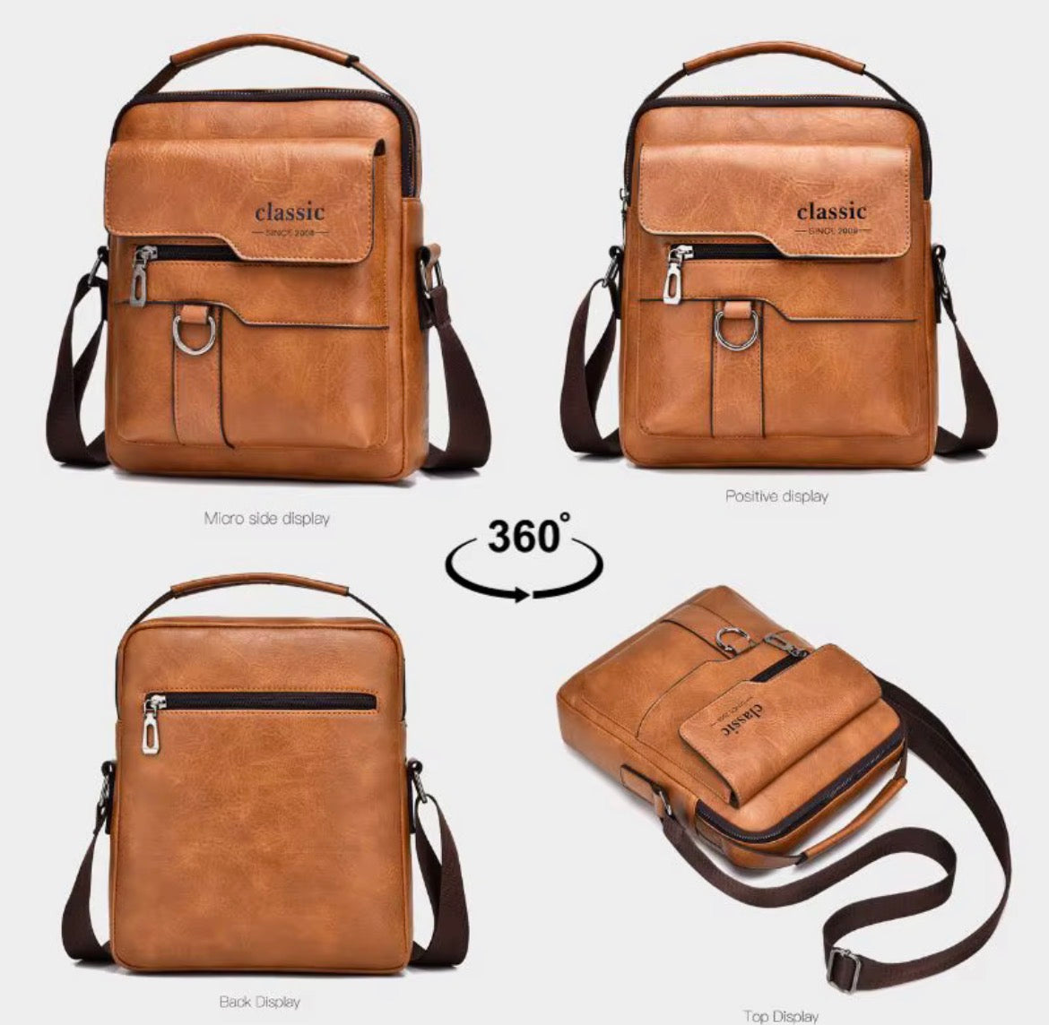 Luxury Brand Men Crossbody Bag Leather Shoulder Bag